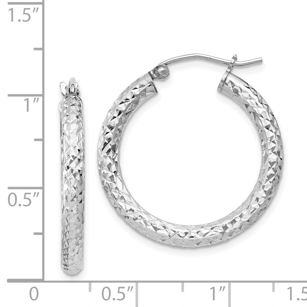 Sterlingsilber Rhodiniert Diamantiert 3x25mm Creolen