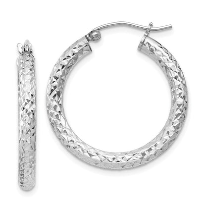 Sterlingsilber Rhodiniert Diamantiert 3x25mm Creolen