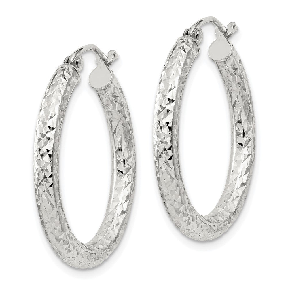 Sterlingsilber Diamantiert 3x25mm Creolen