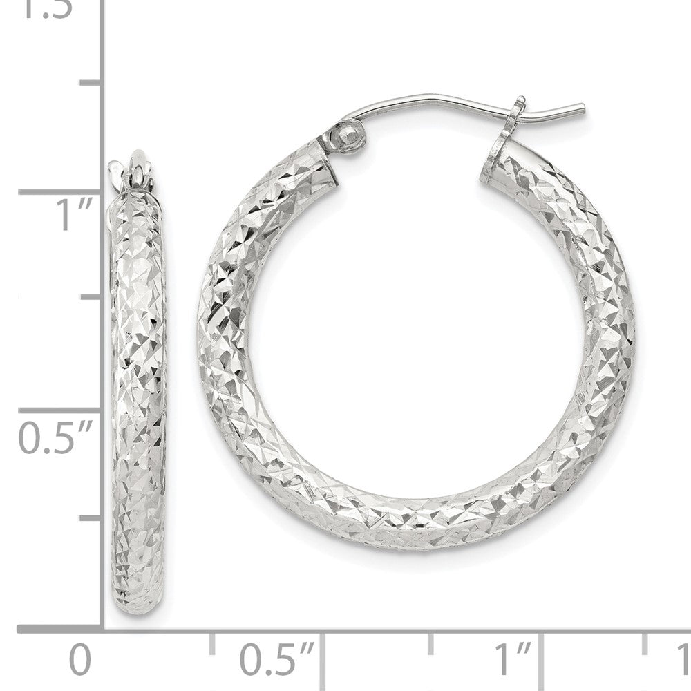 Sterlingsilber Diamantiert 3x25mm Creolen