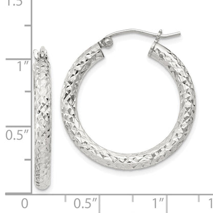 Sterlingsilber Diamantiert 3x25mm Creolen