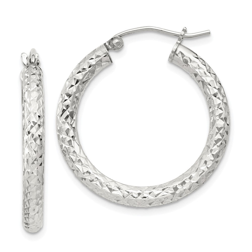Sterlingsilber Diamantiert 3x25mm Creolen