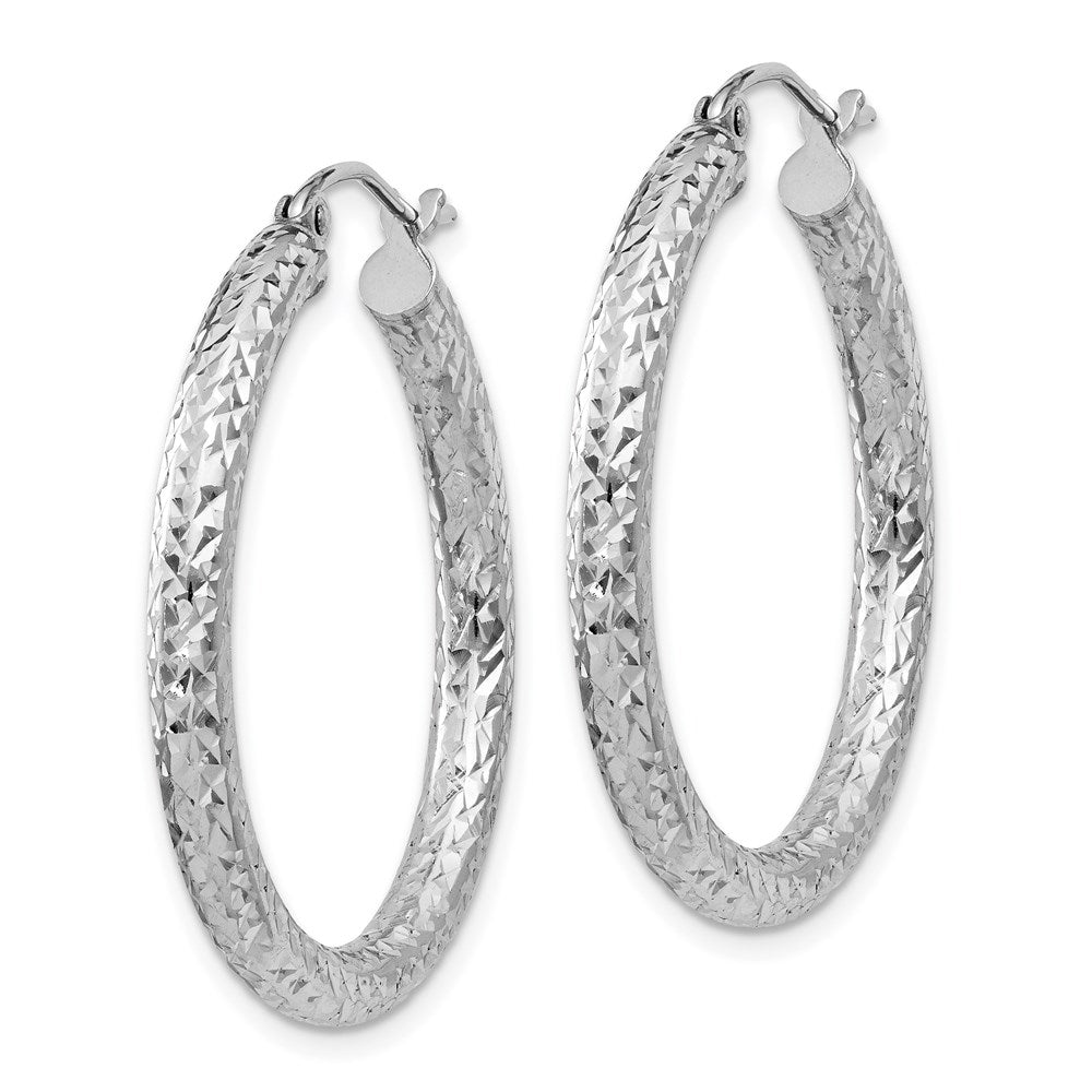 Sterlingsilber Rhodiniert Diamantiert 3x30mm Creolen