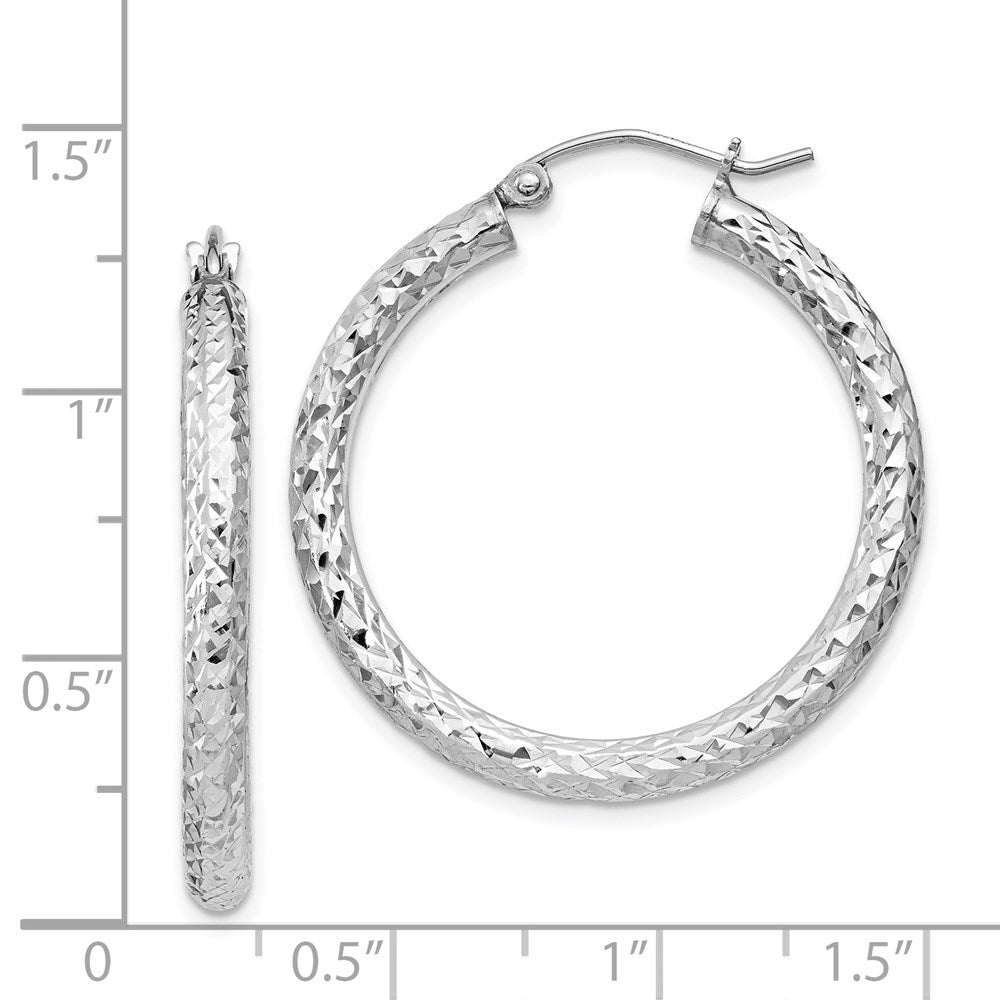 Sterlingsilber Rhodiniert Diamantiert 3x30mm Creolen