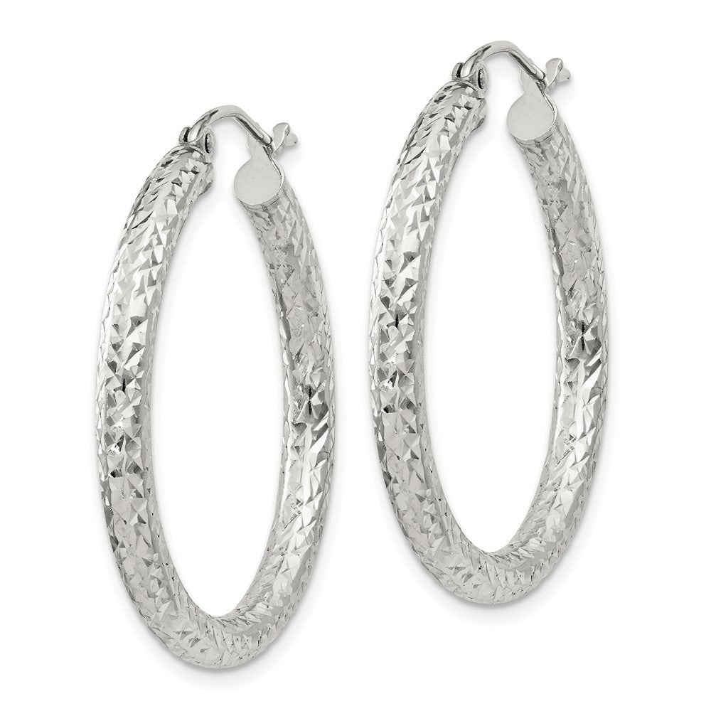 Sterlingsilber Diamantiert 3x30mm Creolen