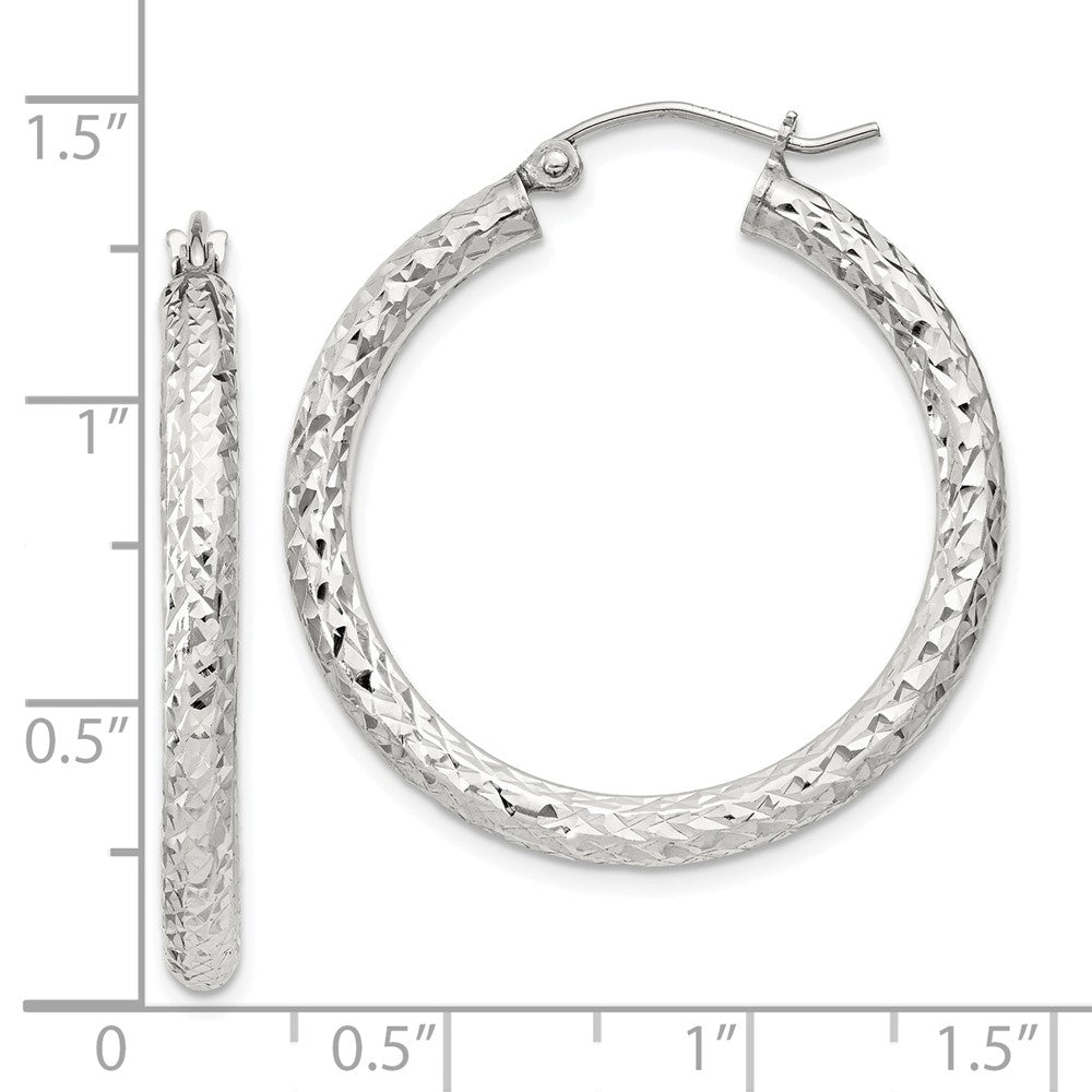 Sterlingsilber Diamantiert 3x30mm Creolen