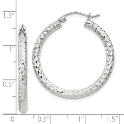 Sterlingsilber Diamantiert 3x30mm Creolen