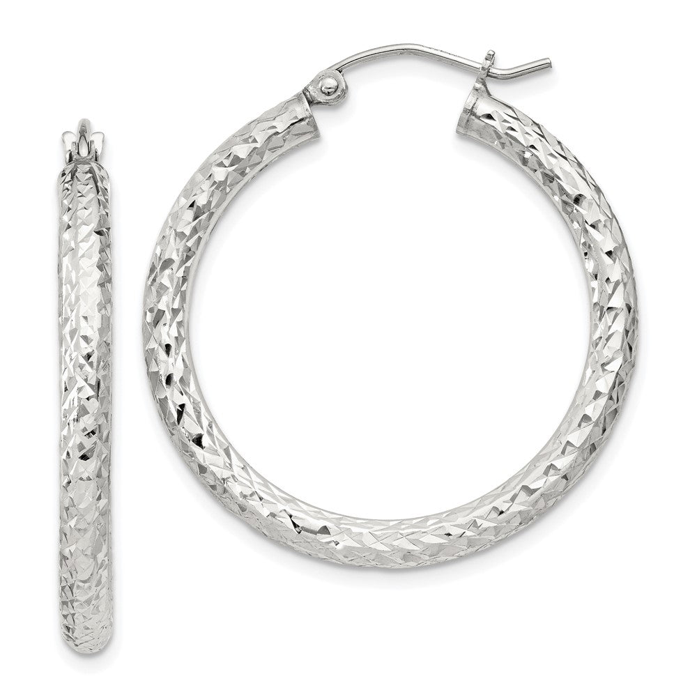 Sterlingsilber Diamantiert 3x30mm Creolen
