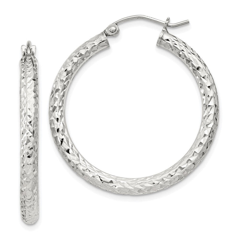 Sterlingsilber Diamantiert 3x30mm Creolen