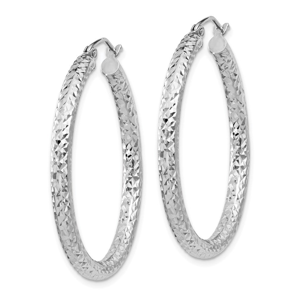 Sterlingsilber Rhodiniert Diamantiert 3x35mm Creolen