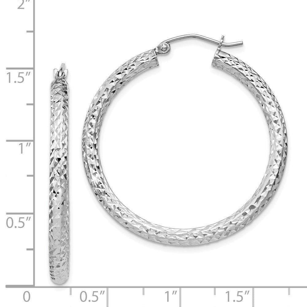 Sterlingsilber Rhodiniert Diamantiert 3x35mm Creolen