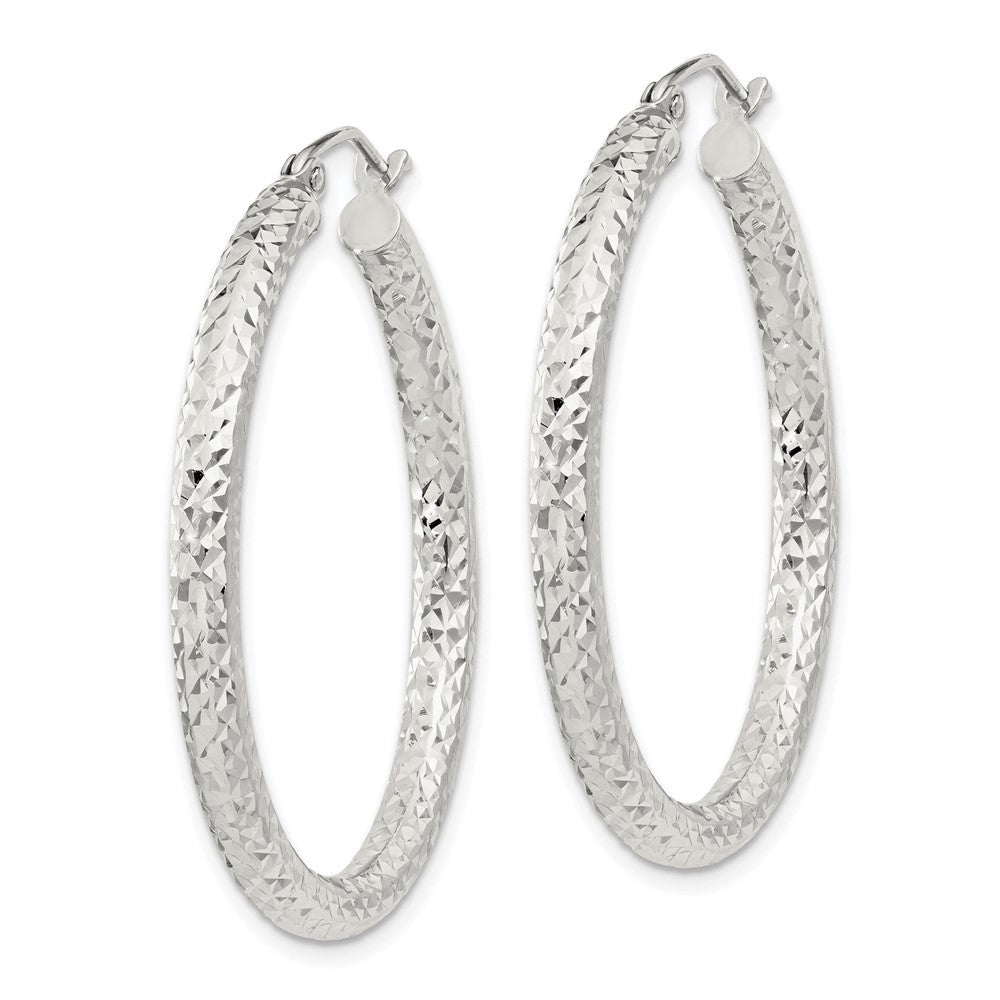 Sterlingsilber Diamantiert 3x35mm Creolen