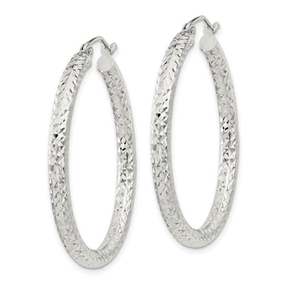 Sterlingsilber Diamantiert 3x35mm Creolen
