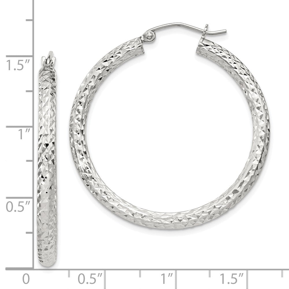 Sterlingsilber Diamantiert 3x35mm Creolen