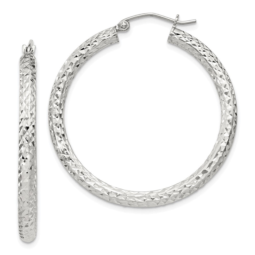 Sterlingsilber Diamantiert 3x35mm Creolen