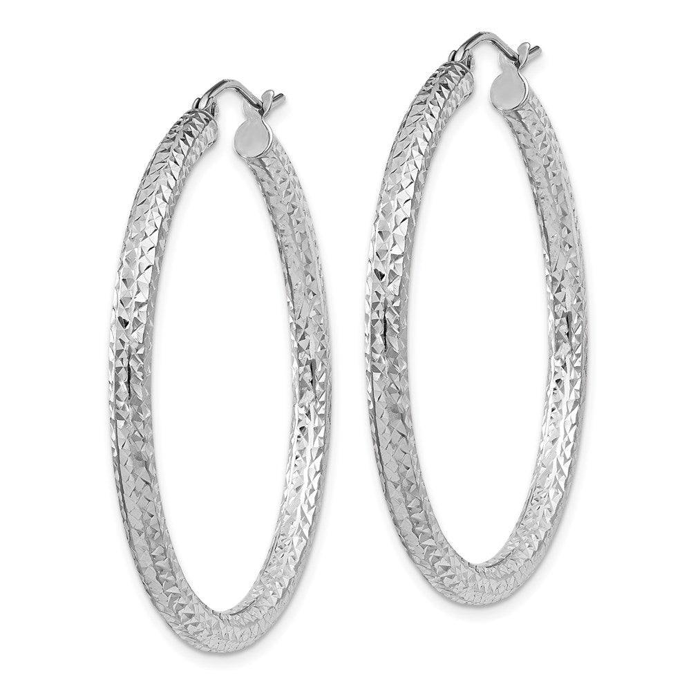 Sterlingsilber Rhodiniert Diamantiert 3x40mm Creolen