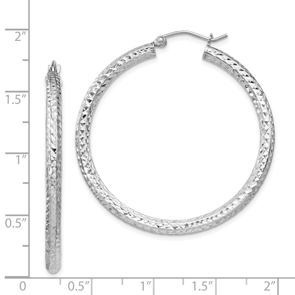 Sterlingsilber Rhodiniert Diamantiert 3x40mm Creolen