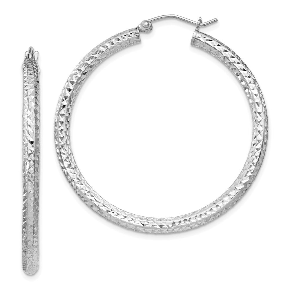 Sterlingsilber Rhodiniert Diamantiert 3x40mm Creolen