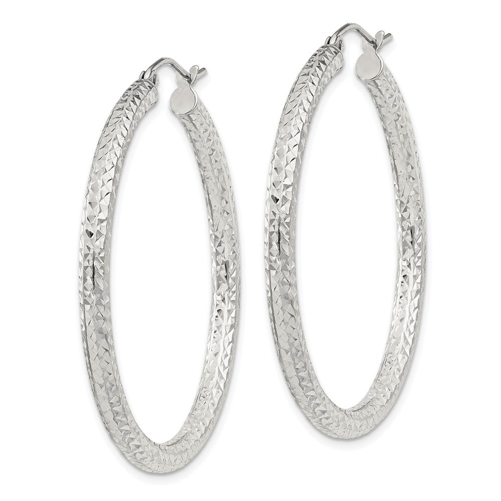 Sterlingsilber Diamantiert 3x40mm Creolen