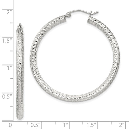 Sterlingsilber Diamantiert 3x40mm Creolen