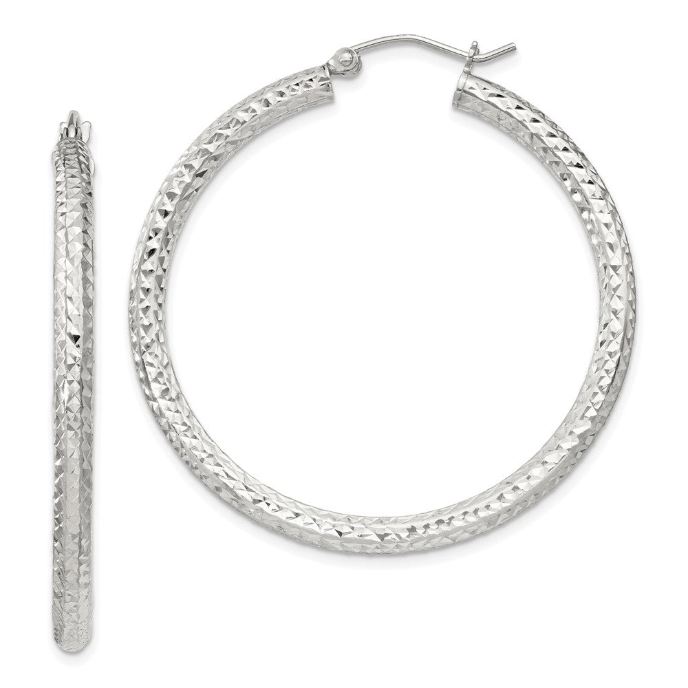 Sterlingsilber Diamantiert 3x40mm Creolen