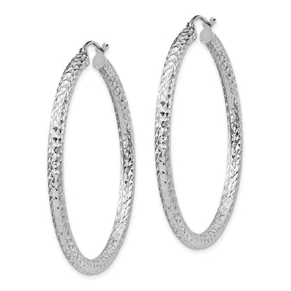 Sterlingsilber Rhodiniert Diamantiert 3x45mm Creolen
