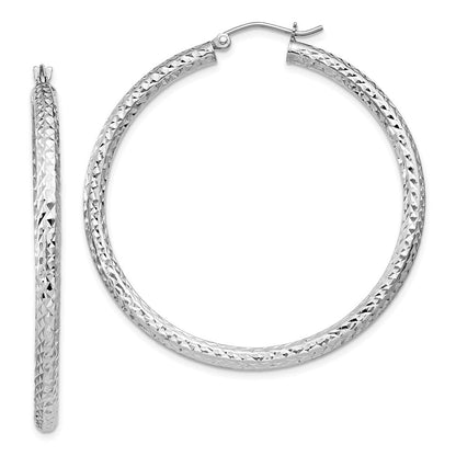 Sterlingsilber Rhodiniert Diamantiert 3x45mm Creolen