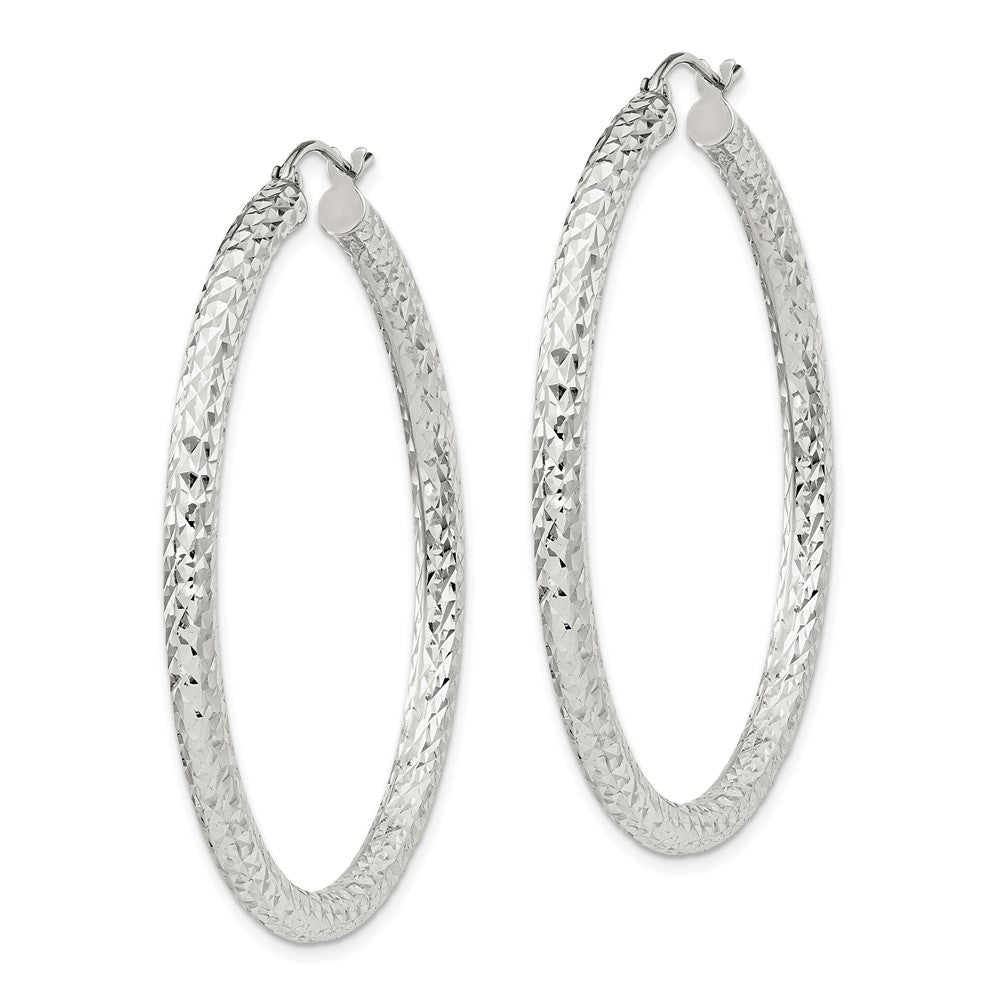 Sterlingsilber Diamantiert 3x45mm Creolen