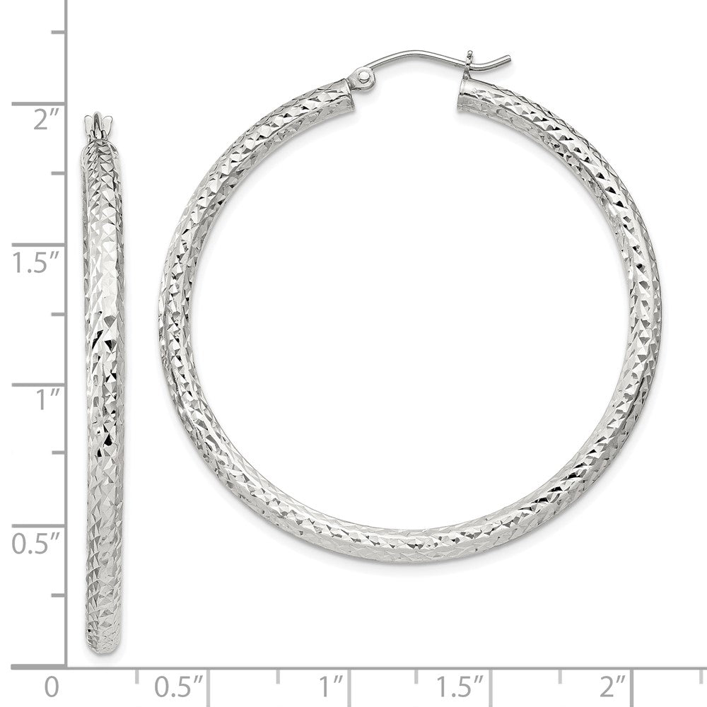 Sterlingsilber Diamantiert 3x45mm Creolen