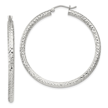 Sterlingsilber Diamantiert 3x45mm Creolen