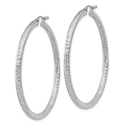 Sterlingsilber Rhodiniert Diamantiert 3x50mm Creolen