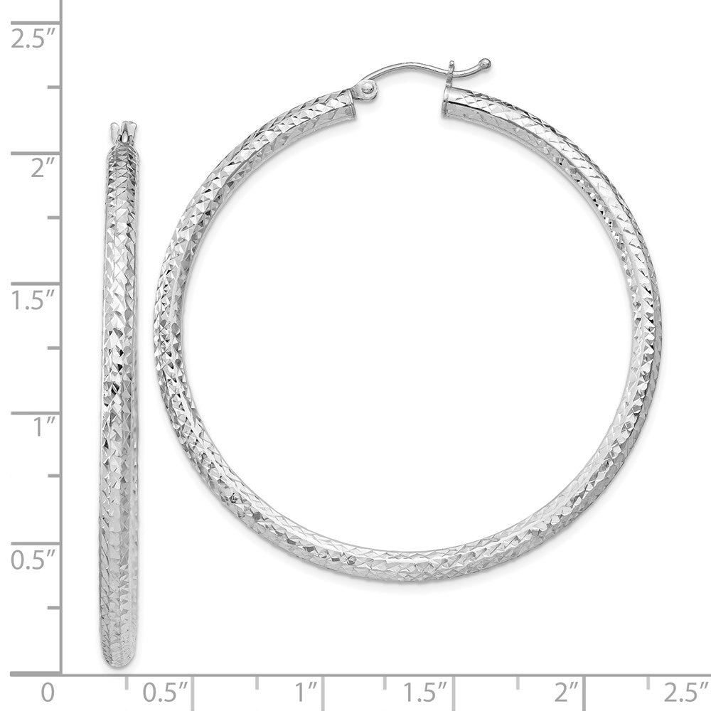 Sterlingsilber Rhodiniert Diamantiert 3x50mm Creolen