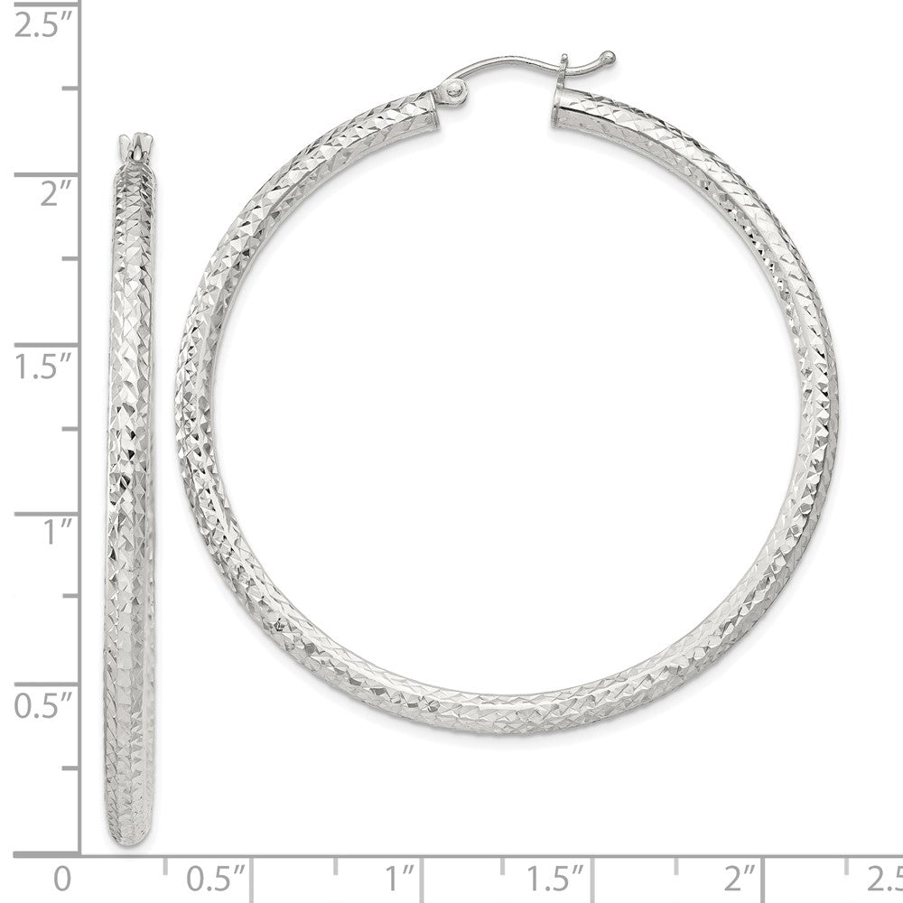 Sterlingsilber Diamantiert 3x50mm Creolen