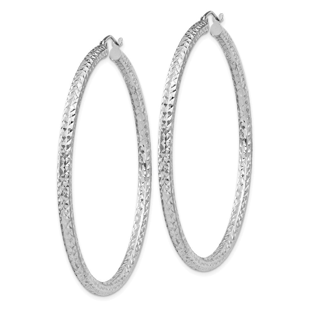 Sterlingsilber Rhodiniert Diamantiert 3x55mm Creolen