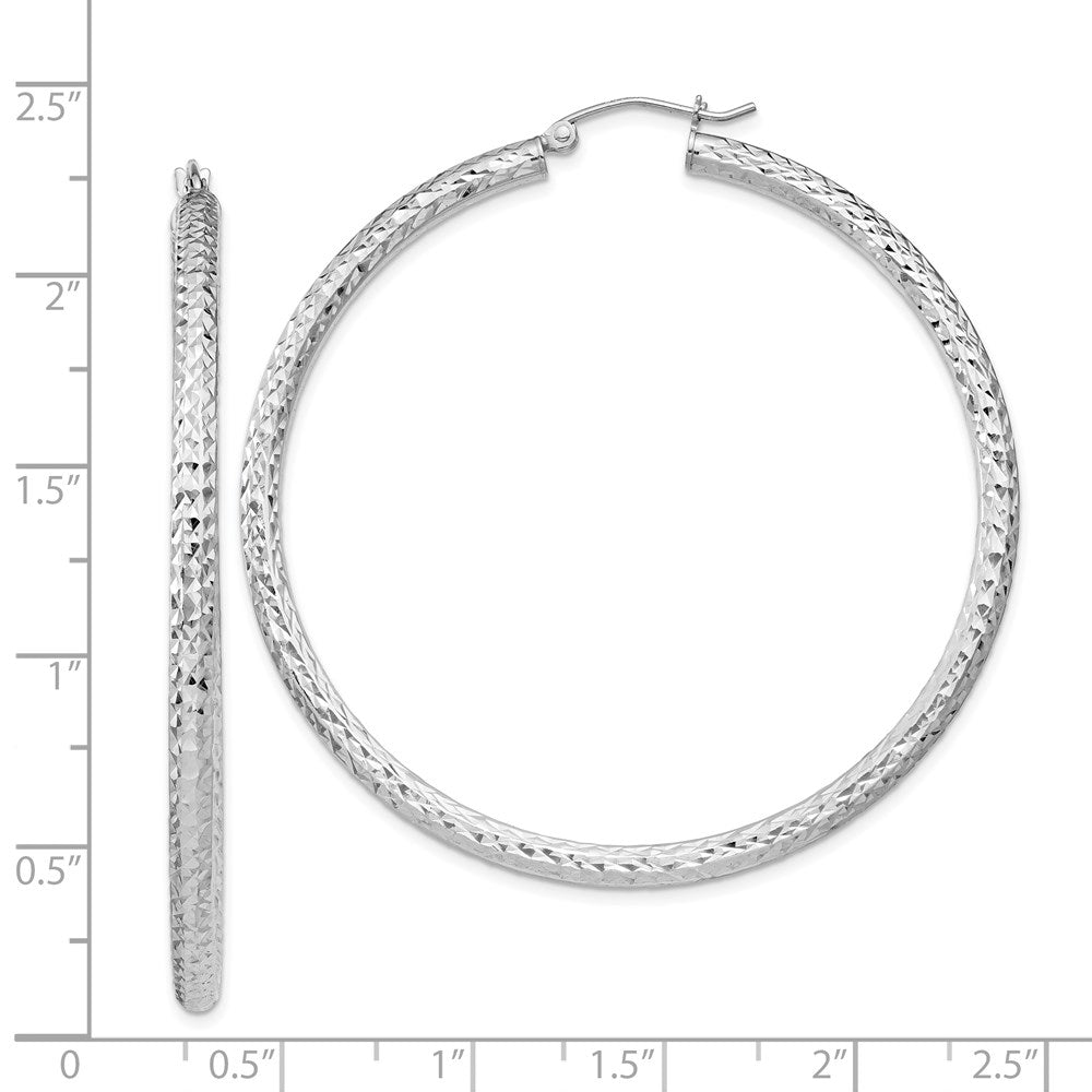Sterlingsilber Rhodiniert Diamantiert 3x55mm Creolen