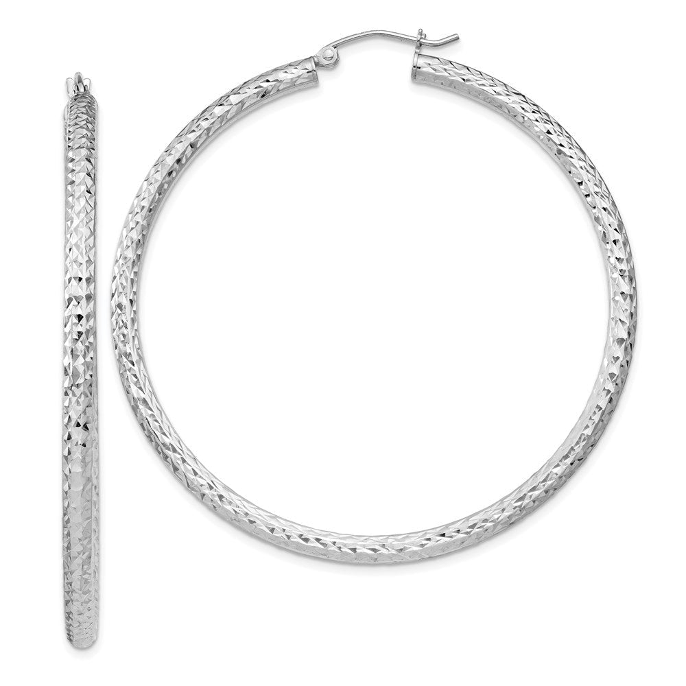 Sterlingsilber Rhodiniert Diamantiert 3x55mm Creolen