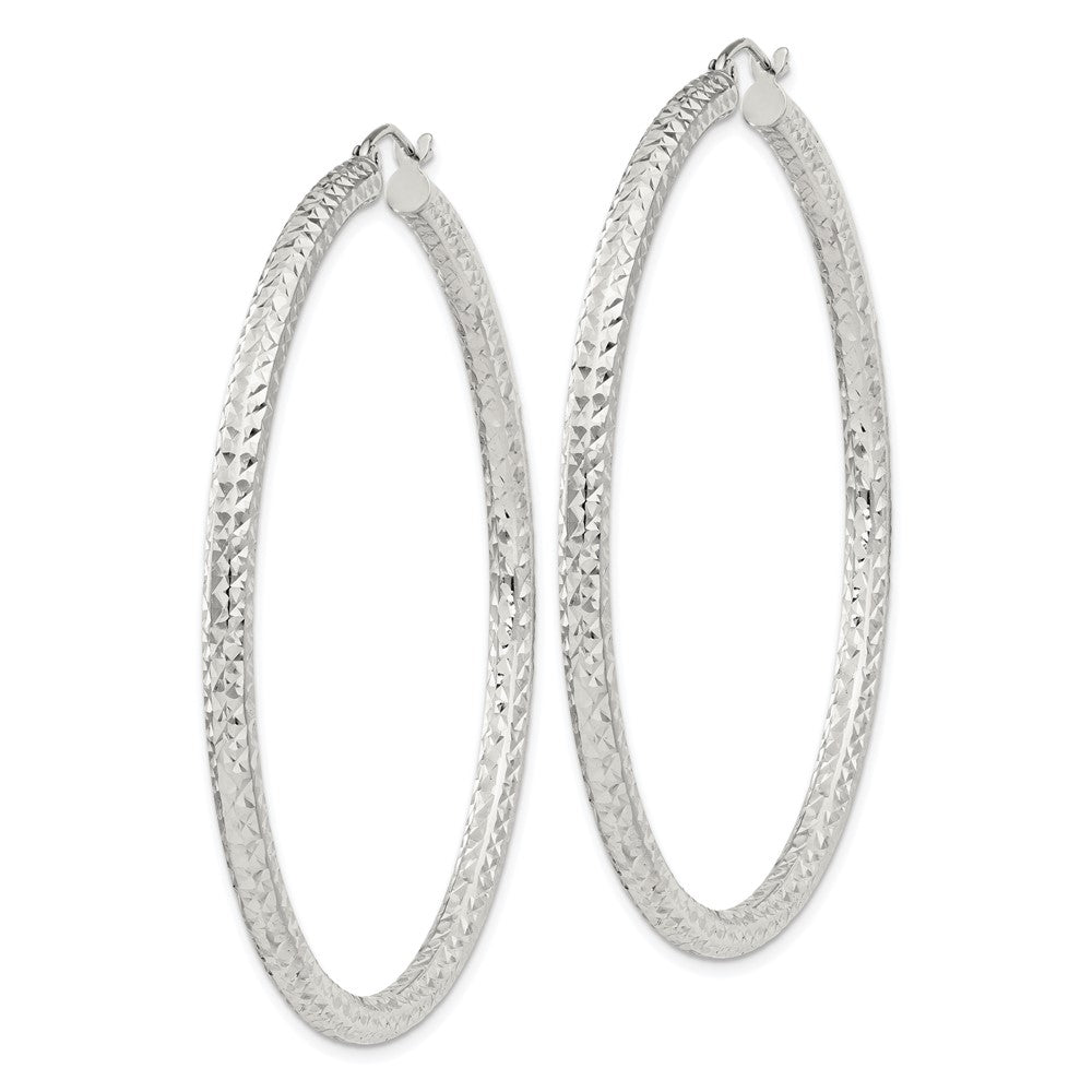 Sterlingsilber Diamantiert 3x55mm Creolen