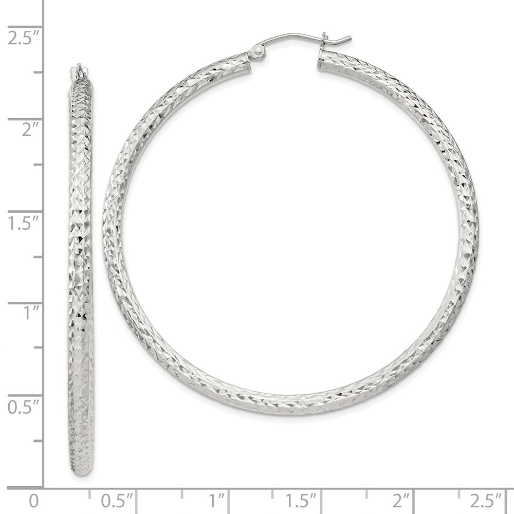 Sterlingsilber Diamantiert 3x55mm Creolen