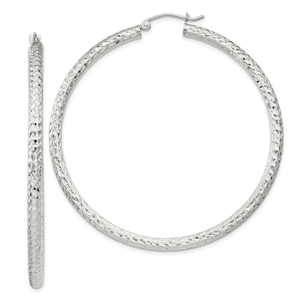Sterlingsilber Diamantiert 3x55mm Creolen