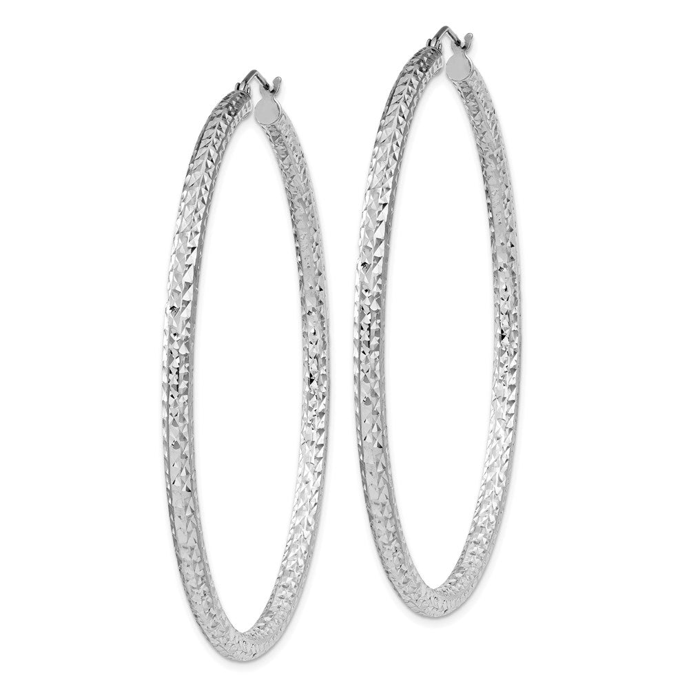 Sterlingsilber Rhodiniert Diamantiert 3x60mm Creolen