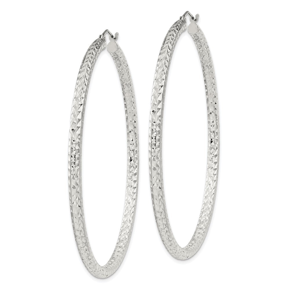 Sterlingsilber Diamantiert 3x60mm Creolen