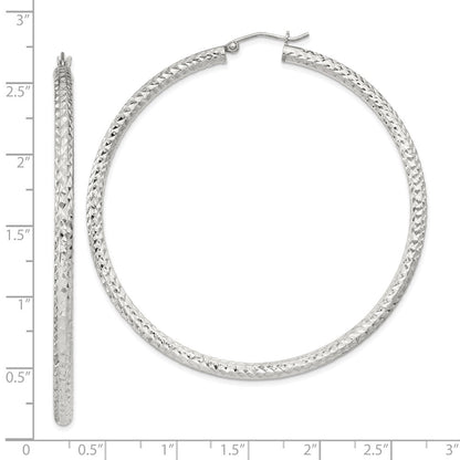 Sterlingsilber Diamantiert 3x60mm Creolen