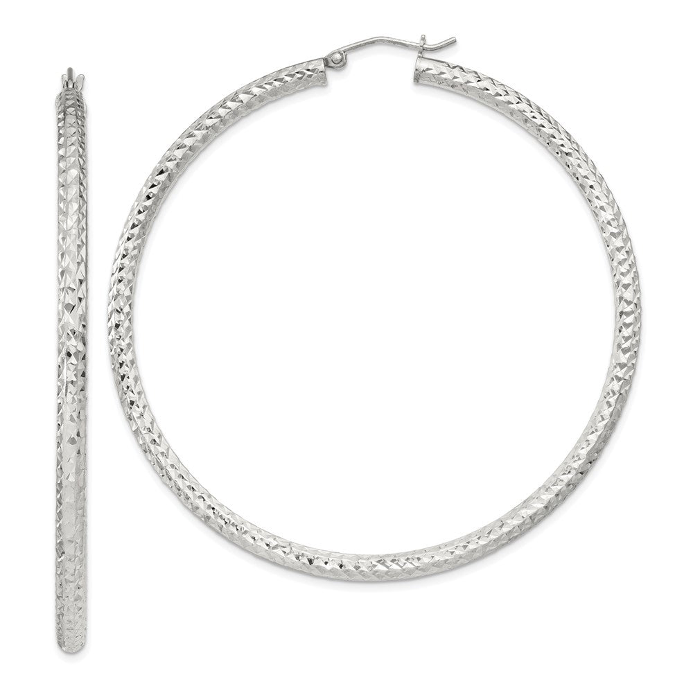 Sterlingsilber Diamantiert 3x60mm Creolen