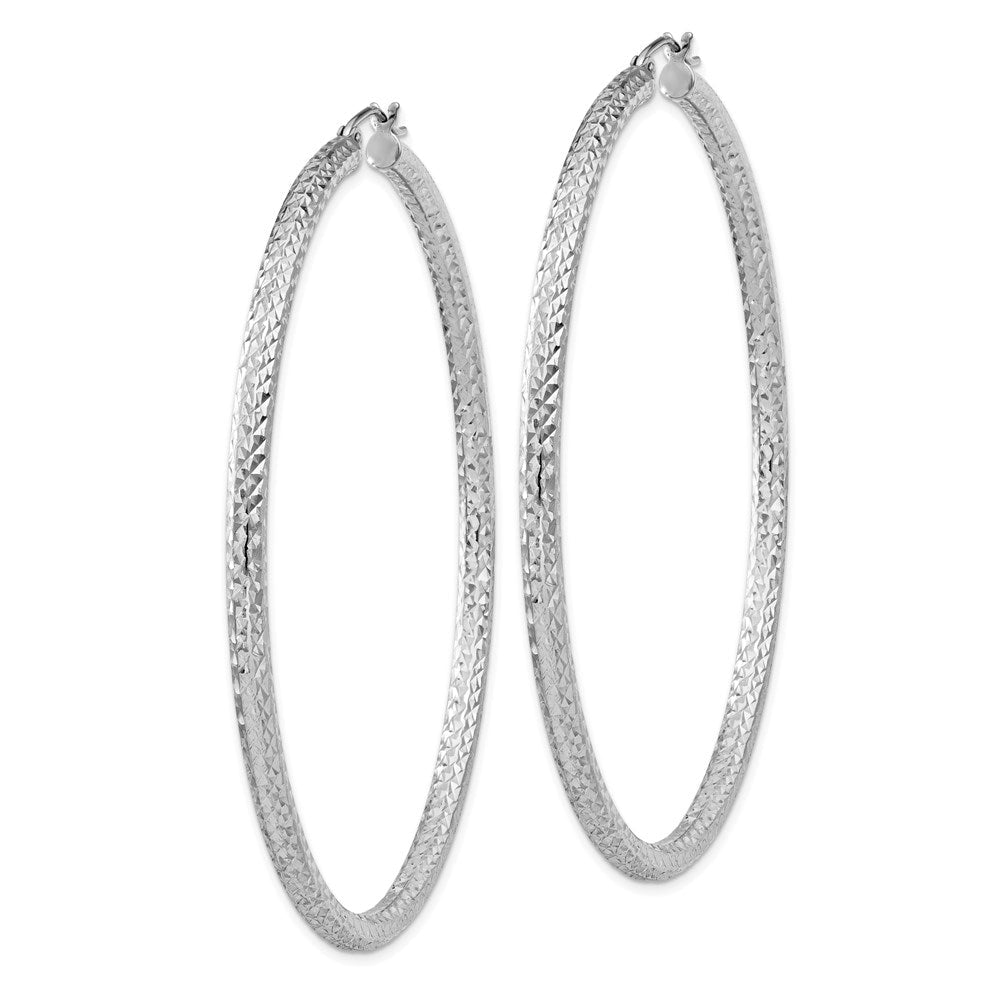 Sterlingsilber Rhodiniert Diamantiert 3x65mm Creolen