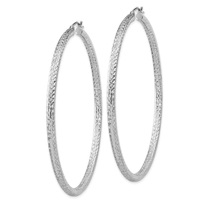 Sterlingsilber Rhodiniert Diamantiert 3x65mm Creolen