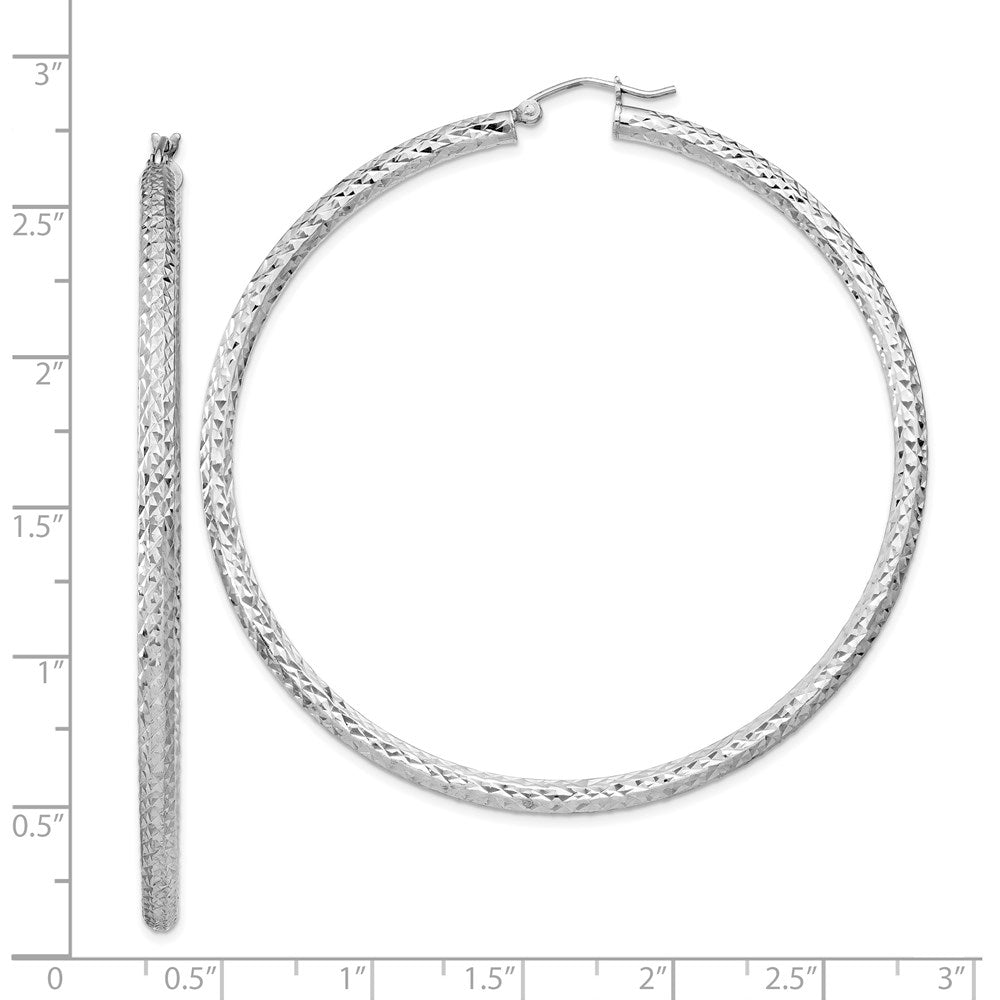 Sterlingsilber Rhodiniert Diamantiert 3x65mm Creolen