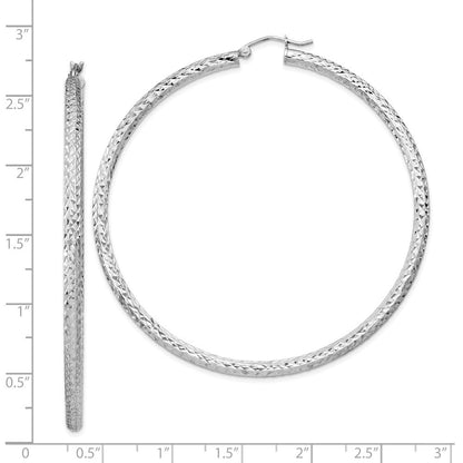 Sterlingsilber Rhodiniert Diamantiert 3x65mm Creolen
