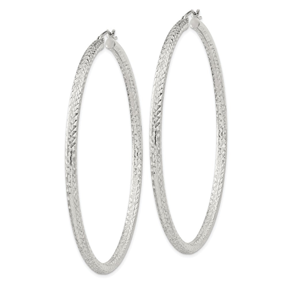 Sterlingsilber Diamantiert 3x65mm Creolen