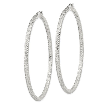 Sterlingsilber Diamantiert 3x65mm Creolen