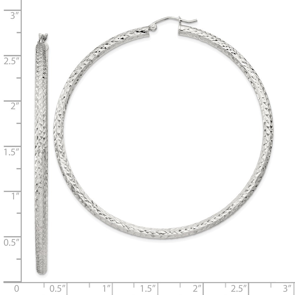 Sterlingsilber Diamantiert 3x65mm Creolen